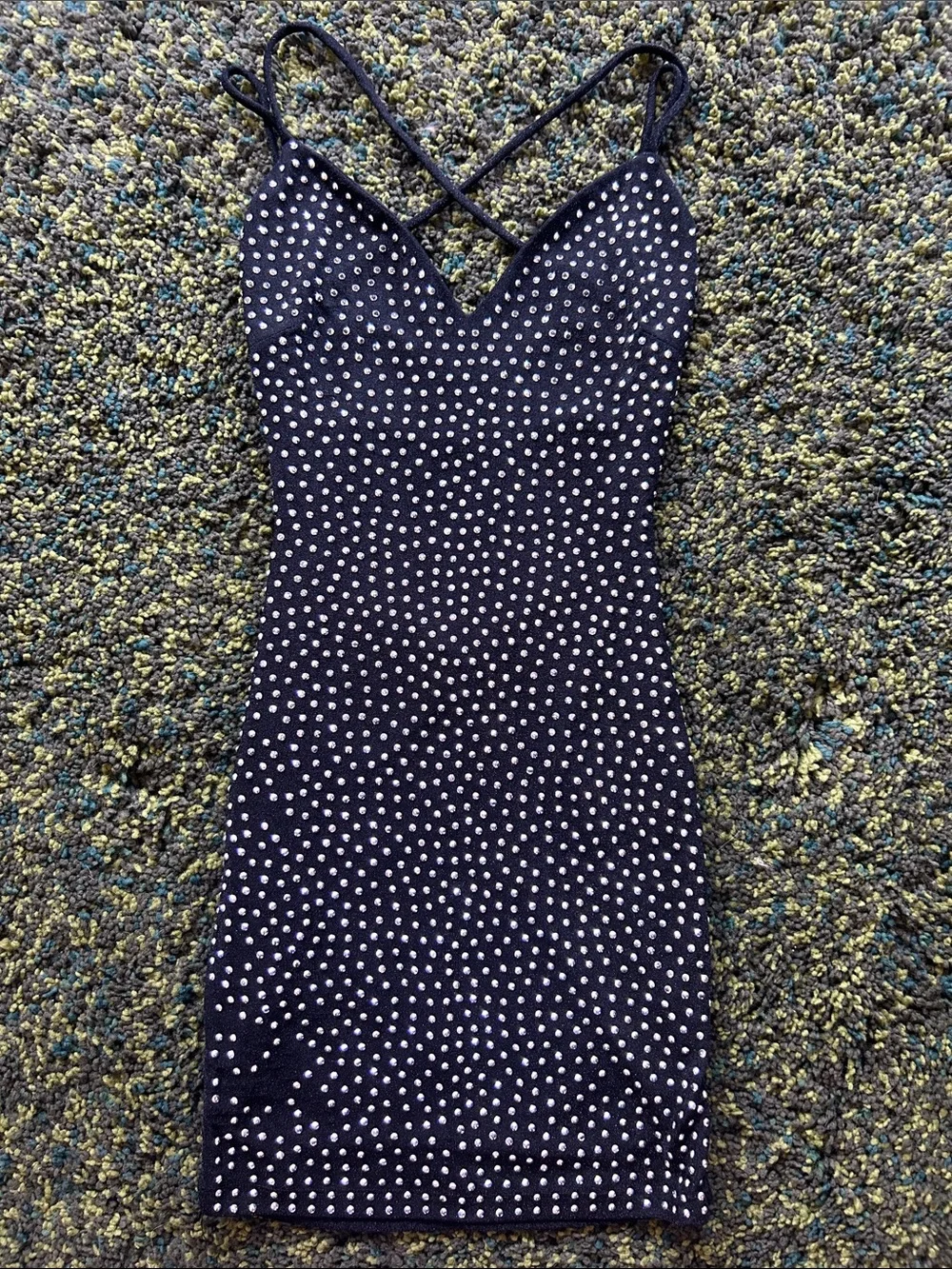 Vintage Symphony Rhinestoned Backless Minidress - Picture 1 of 7